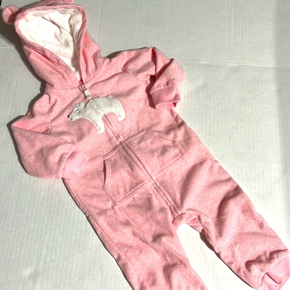 Carter’s super soft velour hooded warm-weather onesie 12m - Picture 2 of 8